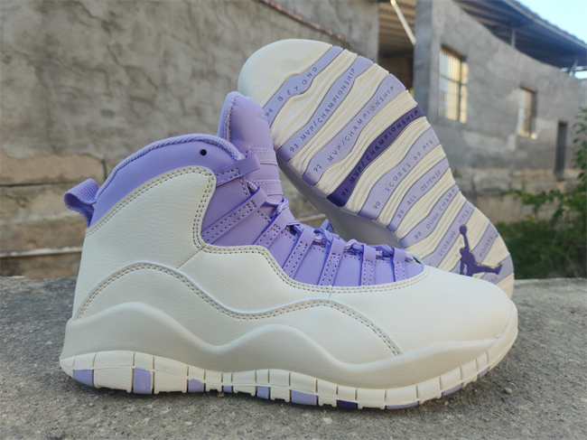 Men's Running Weapon Air Jordan 10 White/Purple Shoes 009